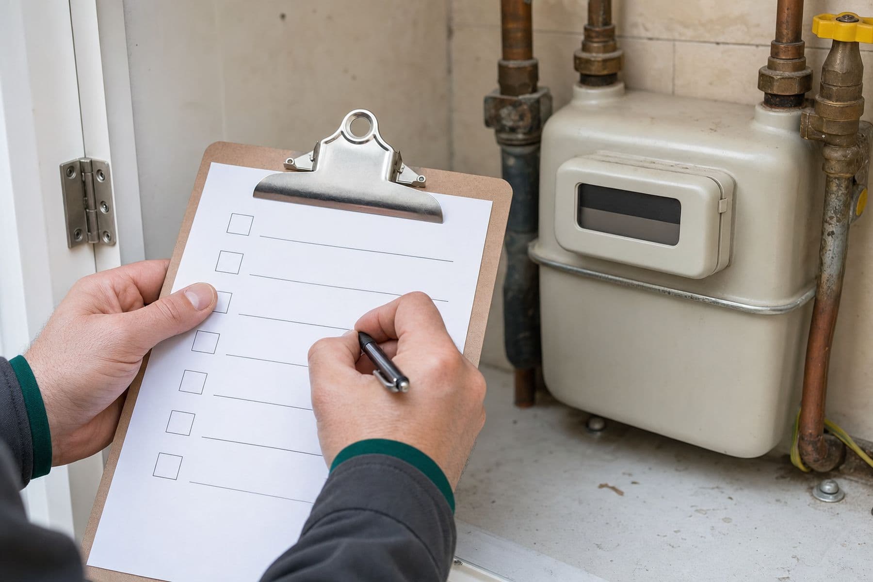 GEM operative completing a certified inspection in a London property